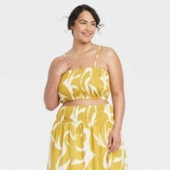 Women's Slim Fit Smocked Tiny Top - A New Day™ -A New Day Shop GUEST 005c4d1c e085 49a6 8bc9 60ce411d6a8c