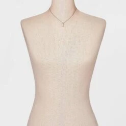 Gold Dipped Cubic Zirconia Initial Pendant Necklace - A New Day™ Gold