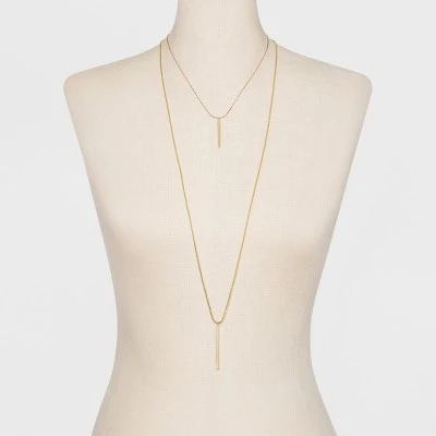 Short And Long Layered Pendant Necklace - A New Day™ Gold 1 Short And Long Layered Pendant Necklace - A New Day™ Gold