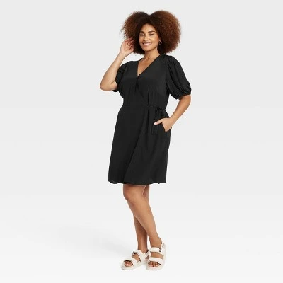 Women's Balloon Short Sleeve Mini Wrap Dress - A New Day™ 3 Women's Balloon Short Sleeve Mini Wrap Dress - A New Day™ - Image 3