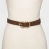 Women's Double Buckle Belt - A New Day™ Brown