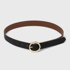 Women's Oval Tapered Center Bar Reversible Belt - A New Day™ Cognac/Black