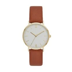 Women's Classic Strap Watch - A New Day™ Gold/Brown