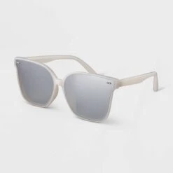Women's Plastic Shield Sunglasses - A New Day™ White