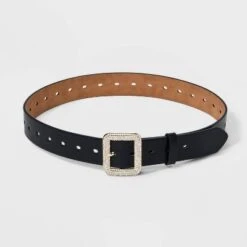 Women's Square Buckle Belt - A New Day™ Black