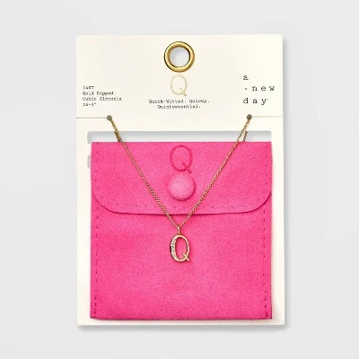 Gold Dipped Cubic Zirconia Initial Pendant Necklace - A New Day™ Gold 20 Gold Dipped Cubic Zirconia Initial Pendant Necklace - A New Day™ Gold - Image 20