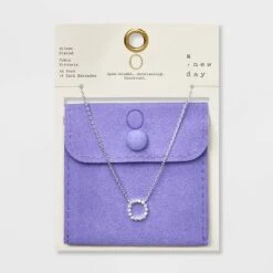 Silver Plated Cubic Zirconia Initial Pendant Necklace - A New Day™ Silver -A New Day Shop GUEST 1565668e aa1e 4a83 9cbf 5aaa13102756