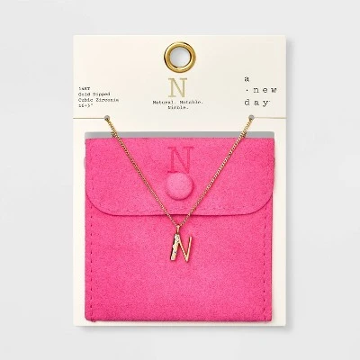 Gold Dipped Cubic Zirconia Initial Pendant Necklace - A New Day™ Gold 17 Gold Dipped Cubic Zirconia Initial Pendant Necklace - A New Day™ Gold - Image 17