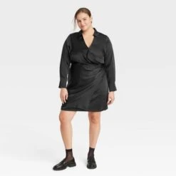 Women's Long Sleeve Satin Shirtdress - A New Day™ -A New Day Shop GUEST 18f10df7 6b52 43de 9be7 de226a9f2787