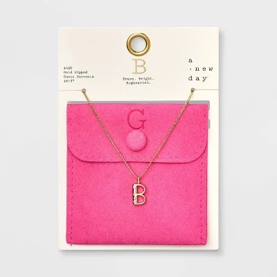 Gold Dipped Cubic Zirconia Initial Pendant Necklace - A New Day™ Gold 5 Gold Dipped Cubic Zirconia Initial Pendant Necklace - A New Day™ Gold - Image 5