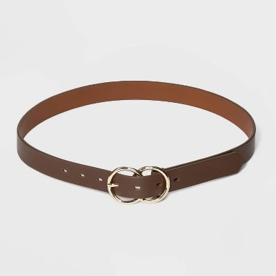 Women's Double Buckle Belt - A New Day™ Brown 2 Women's Double Buckle Belt - A New Day™ Brown - Image 2