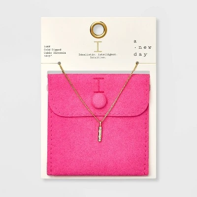 Gold Dipped Cubic Zirconia Initial Pendant Necklace - A New Day™ Gold 12 Gold Dipped Cubic Zirconia Initial Pendant Necklace - A New Day™ Gold - Image 12