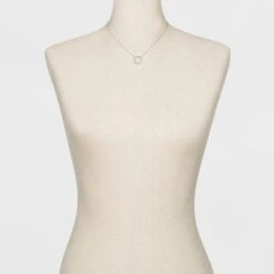 Pave Open Circle Short Pendant Necklace - A New Day™ Silver