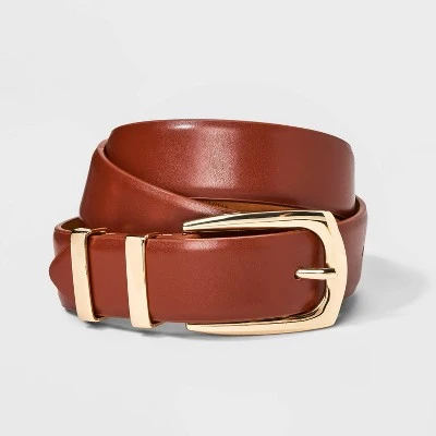Women's Double Buckle Belt - A New Day™ Cognac 3 Women's Double Buckle Belt - A New Day™ Cognac - Image 3