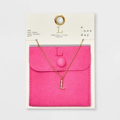 Gold Dipped Cubic Zirconia Initial Pendant Necklace - A New Day™ Gold 15 Gold Dipped Cubic Zirconia Initial Pendant Necklace - A New Day™ Gold - Image 15