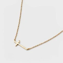 14K Gold Plated Stationed Cross Pendant Necklace - A New Day™ Gold -A New Day Shop GUEST 2190b6a3 2d66 4f34 89d8 e2dd2b3b4320