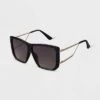 Women's Oversized Retro Aviator Sunglasses - A New Day™ Black