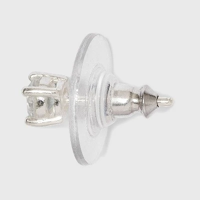 Women's Sterling Silver Stud Earrings Set With Round Cubic Zirconia 3pc - A New Day™ Silver 1 Women's Sterling Silver Stud Earrings Set With Round Cubic Zirconia 3pc - A New Day™ Silver