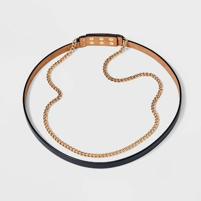 Women's Gold Chain Waist Belt - A New Day™ Black 1 Women's Gold Chain Waist Belt - A New Day™ Black