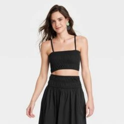 Women's Slim Fit Smocked Tiny Top - A New Day™ -A New Day Shop GUEST 30310679 b9e7 490f 94d5 04113bb0b926