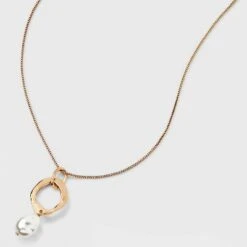 Hammered Ring And Pearl Drop Pendant Necklace - A New Day™ Gold 7 Hammered Ring And Pearl Drop Pendant Necklace - A New Day™ Gold -A New Day Shop GUEST 3686df06 d773 4973 92b1 4579731fe82c