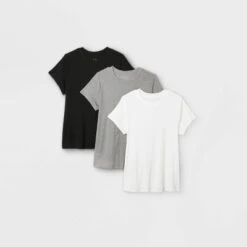 Women's Short Sleeve Ribbed 3pk Bundle T-Shirt - A New Day™ Black/White/Gray -A New Day Shop GUEST 36ae0ed8 d805 4d39 9050 290cef116809