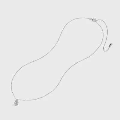 Sterling Silver Cubic Zirconia Tag Pendant Necklace - A New Day™ Silver 2 Sterling Silver Cubic Zirconia Tag Pendant Necklace - A New Day™ Silver - Image 2