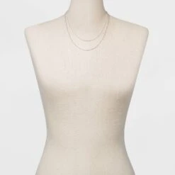 Plated Cable Box And Paperclip Chain Necklace Set 3pc - A New Day™ Silver