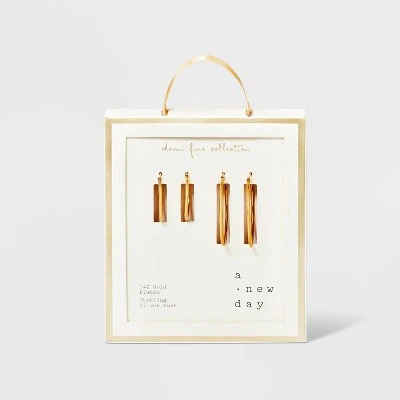 14K Gold Plated Click Top Duo Hoop Earring Set - A New Day™ Gold 1 14K Gold Plated Click Top Duo Hoop Earring Set - A New Day™ Gold