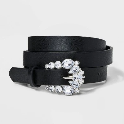 Women's Gemstone Skinny Belt - A New Day™ Black 3 Women's Gemstone Skinny Belt - A New Day™ Black - Image 3