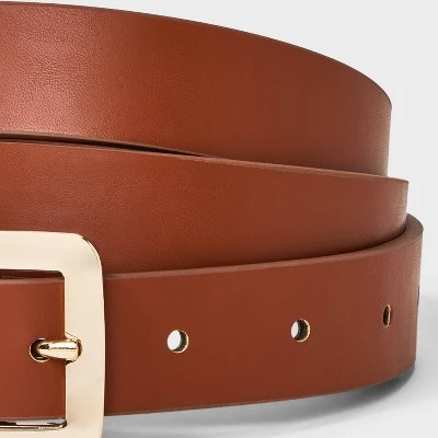 Women's Chunky Center Bar Buckle Belt - A New Day™ Brown 2 Women's Chunky Center Bar Buckle Belt - A New Day™ Brown - Image 2