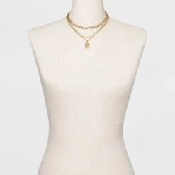 3 Row Chunky Chain Necklace - A New Day™ Gold