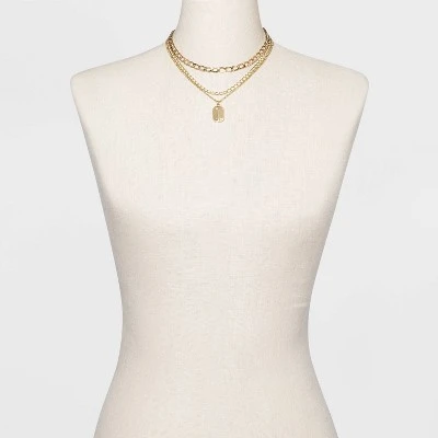 3 Row Chunky Chain Necklace - A New Day™ Gold 1 3 Row Chunky Chain Necklace - A New Day™ Gold