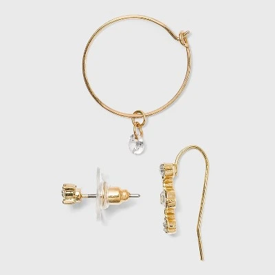 Charm Hoop, Stud And Ear Climber Earring Set 8pc - A New Day™ 1 Charm Hoop, Stud And Ear Climber Earring Set 8pc - A New Day™