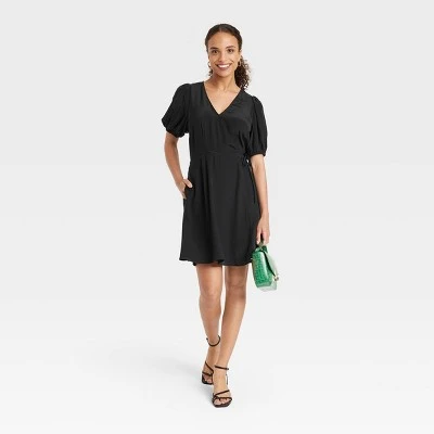 Women's Balloon Short Sleeve Mini Wrap Dress - A New Day™ 2 Women's Balloon Short Sleeve Mini Wrap Dress - A New Day™ - Image 2