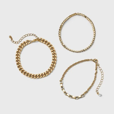 Cup Chain Bracelet Set 3pc - A New Day™ Gold 2 Cup Chain Bracelet Set 3pc - A New Day™ Gold - Image 2