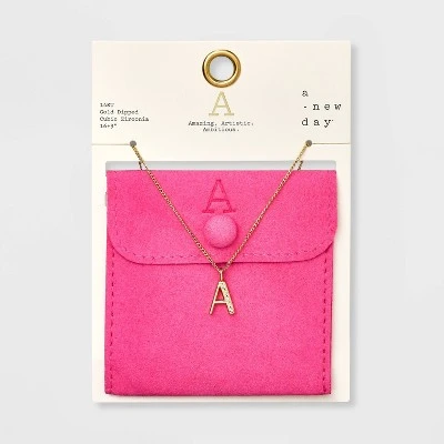 Gold Dipped Cubic Zirconia Initial Pendant Necklace - A New Day™ Gold 4 Gold Dipped Cubic Zirconia Initial Pendant Necklace - A New Day™ Gold - Image 4