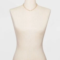 Mother Of Pearl And Metal Two Row Layered Necklace Pendant - A New Day™ Gold