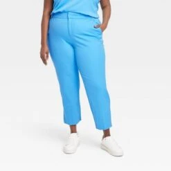 Women's Mid-Rise Slim Straight Fit Side Split Trousers - A New Day™ Blue -A New Day Shop GUEST 5918b95f 8052 45d6 bcbf 4489a71538de