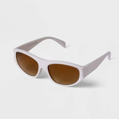 Women's Plastic Angular Wrap Triangle Sunglasses - A New Day™ Ivory 1 Women's Plastic Angular Wrap Triangle Sunglasses - A New Day™ Ivory