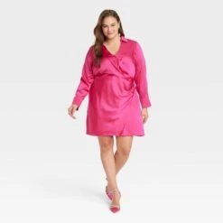 Women's Long Sleeve Satin Shirtdress - A New Day™ -A New Day Shop GUEST 5bae4ee7 0a7a 4aa8 851c 4393efa470ae