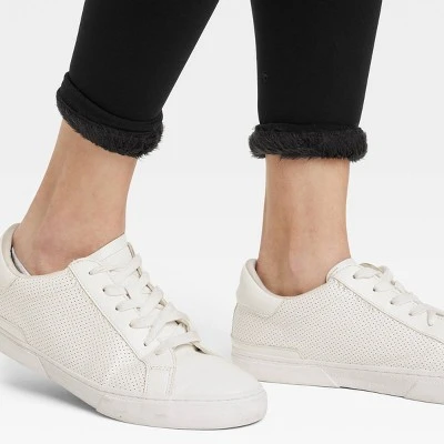 Women's High Waisted Seamless Faux Fur Lined Leggings - A New Day™ Black 2 Women's High Waisted Seamless Faux Fur Lined Leggings - A New Day™ Black - Image 2