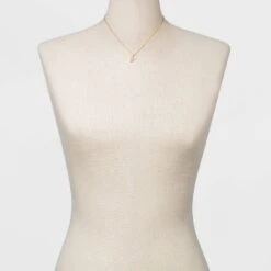 Stone And Square Charm Pendant Necklace - A New Day™ Gold