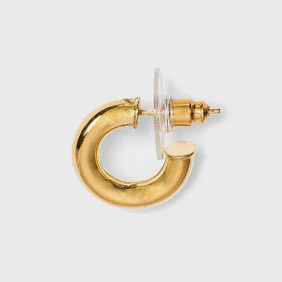 14K Gold Plated Tube Hoop Post Drop Earrings - A New Day™ 2 14K Gold Plated Tube Hoop Post Drop Earrings - A New Day™ - Image 2