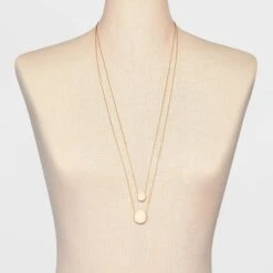 Coin Pendant Chain Multi-Strand Necklace - A New Day™ Gold