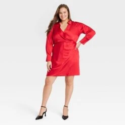 Women's Long Sleeve Satin Shirtdress - A New Day™ -A New Day Shop GUEST 6656b27e e374 4471 ab12 28d63791efd0