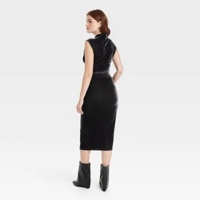Women's Velour Side Ruched Drapery Bodycon Dress - A New Day™ 1 Women's Velour Side Ruched Drapery Bodycon Dress - A New Day™