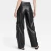 Women's High-Rise Straight Faux Leather Cargo Pants - A New Day™ Black