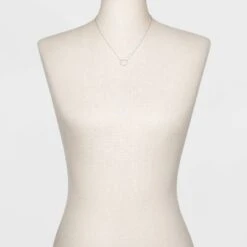 Sterling Silver Pave Cubic Zirconia Circle Chain Necklace - A New Day™ Silver/Clear