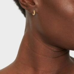 14K Gold Plated Huggie Hoop Earrings - A New Day™
